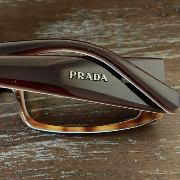 Prada VPR 10F 701-101 brown rectangular eyeglasses - Picture 4 of 16